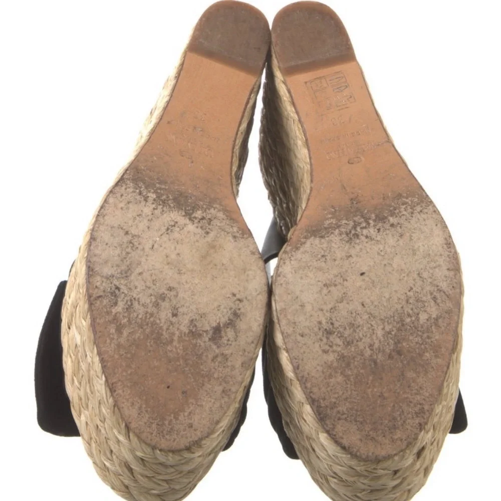 Black Espadrille Wedge Sandal with Bow - Women VALENTINO